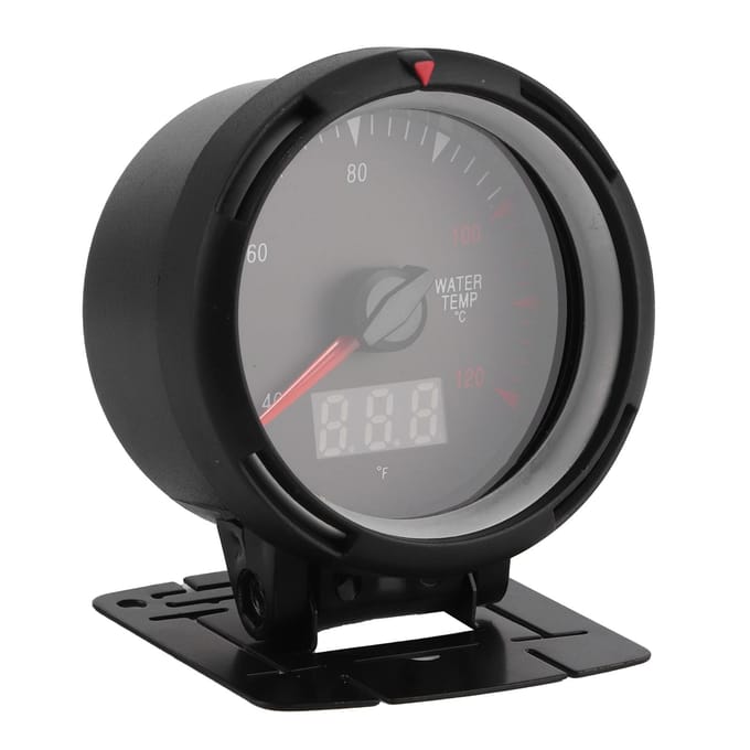 2,5 inch Watertemperatuurmeter 40 120 graden Celsius Watertemperatuurmeter LCD-scherm Universeel voor DC12V Auto gray