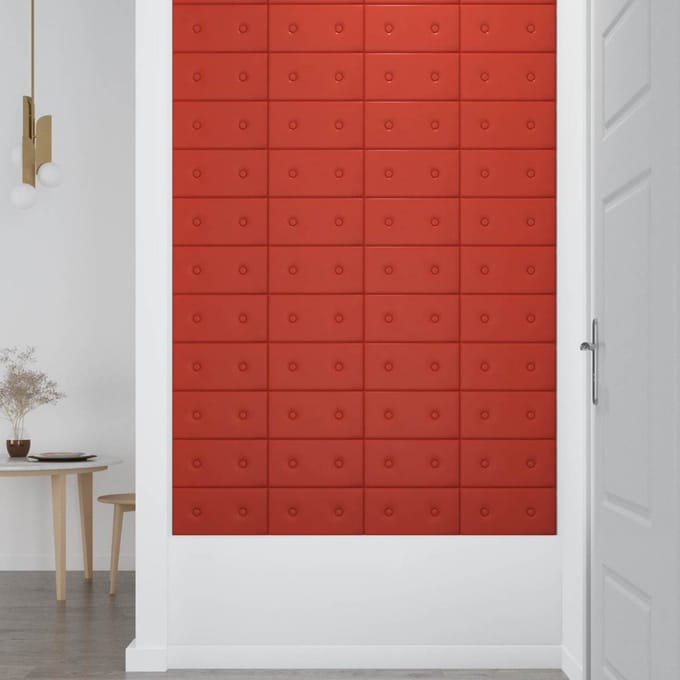 vidaXL - Wand - Hoofdbord - 12 - st - Rood - Kunstleer