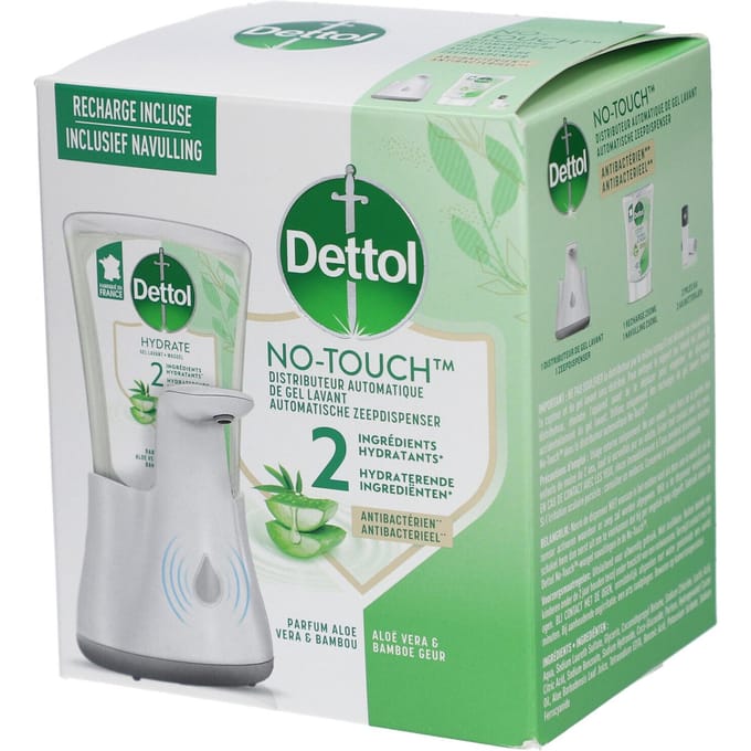 Handzeepdispenser Dettol Hydrating No Touch Kit met zeep 250ml