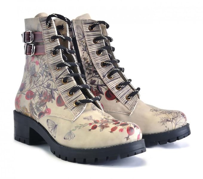 Goby Nature Elegance Dames Veterboots - Handgemaakt Vegan Leer - Maat 37