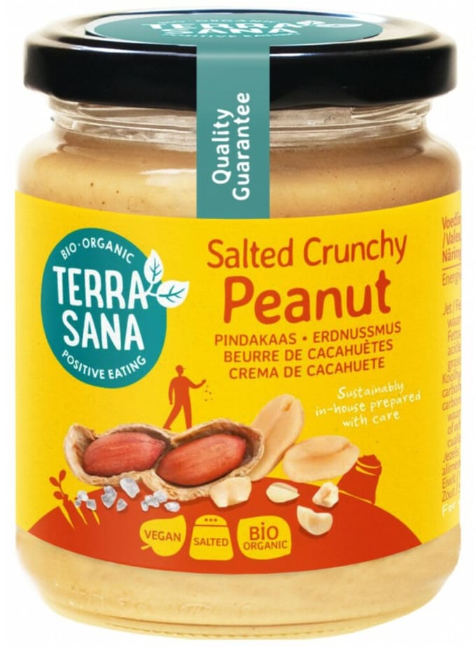 TerraSana Pindakaas crunchy met zeezout bio 250 Gram