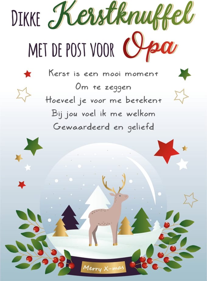 Kaart - Kerst - Intense - Dikke kerstknuffel voor opa - KIR01-B