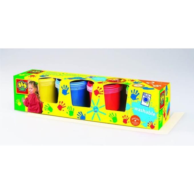 SES Creative Vingerverf - 4 Basiskleuren - Vanaf 2 Jaar - 4 x 145 ml - Knutselen - Glutenvrij - Schoencadeautjes Sinterklaas