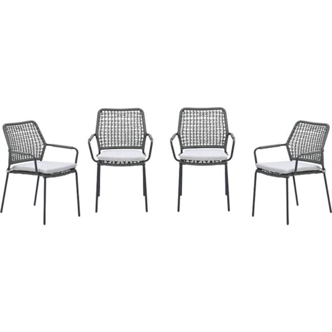 Garden Impressions Swifty tuinstoelen set van 4 – carbon black / rope grey