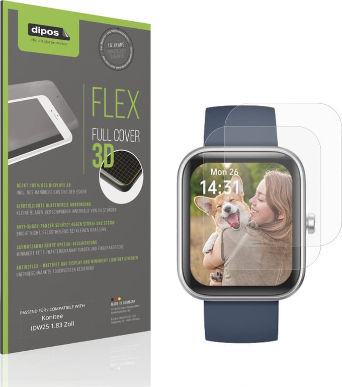 dipos FLEX – 2x Matte Screenprotector geschikt voor Konitee IDW25 1.83 Zoll | Volledige Schermbescherming | Case-Friendly