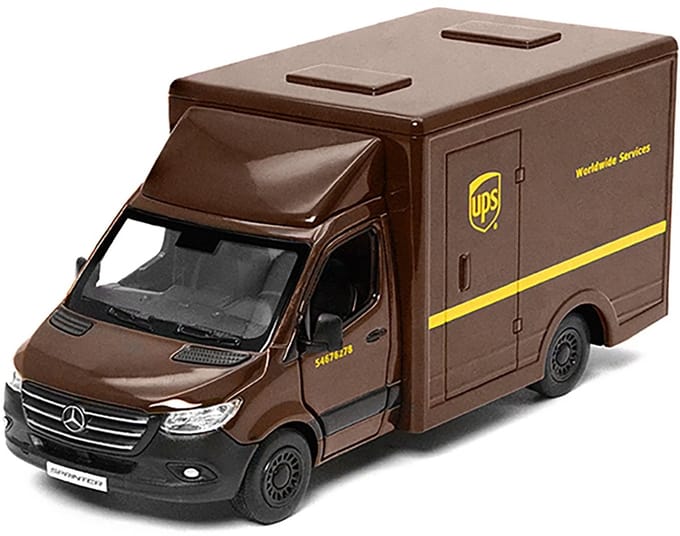 MERCEDES-BENZ SPRINTER BESTELWAGEN "UPS" BRUIN 1/48 DIECAST MODEL VAN KINSMART KT5476D