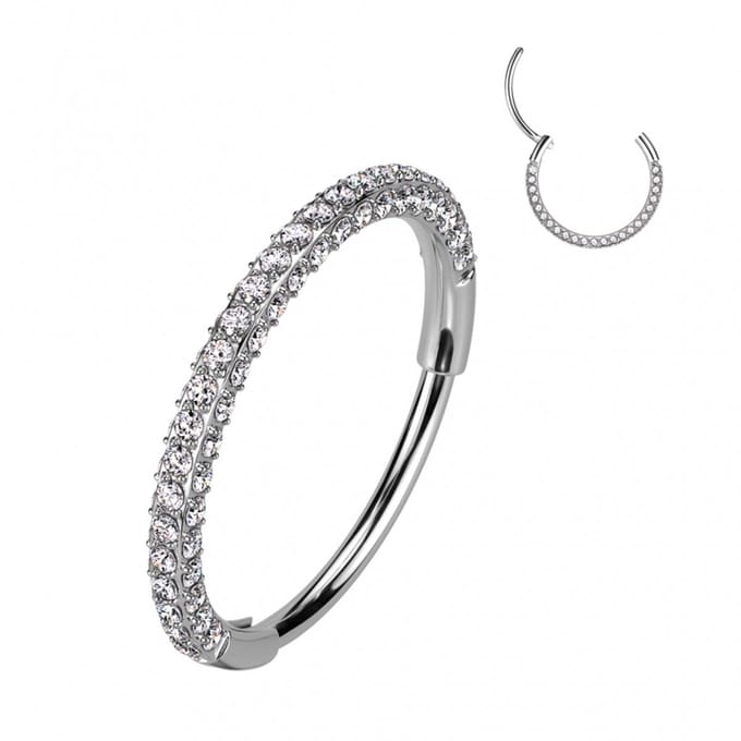 Piercing titanium ringetje rondom steentjes 0.8x7 - zilver - LMPiercings