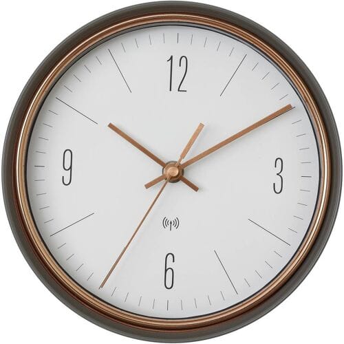TFA Dostmann 60.3547.10 Wandklok Zendergestuurd 22.3 cm x 70 mm Grijs, Koper