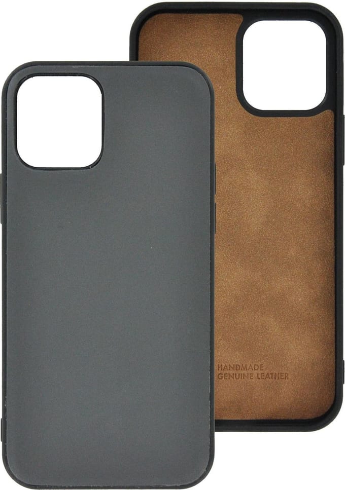 iPhone 12 Mini Hoesje - iPhone 12 Mini hoesje Echt leer Back Cover Case Grijs