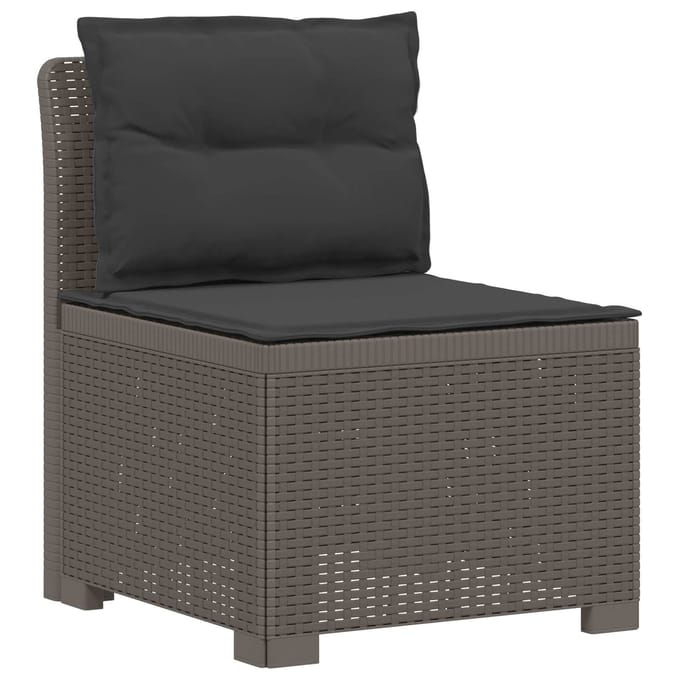 vidaXL - 4-Persoons - Tuin - Sofa - met - Kussens - Rattan - Look - PP - Lichtgrijs