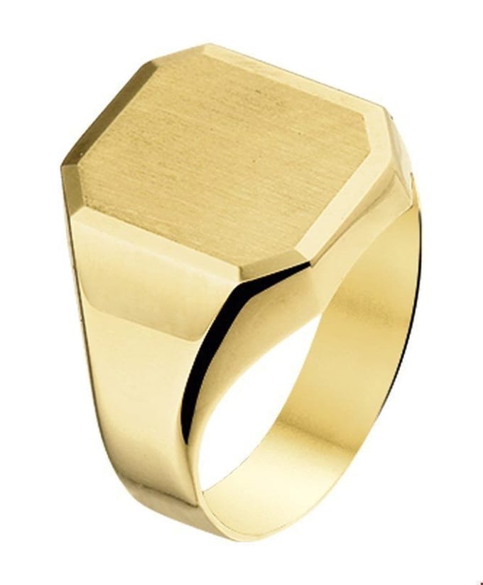 graveerring mat gediamanteerd 14K geelgoud 4015649
