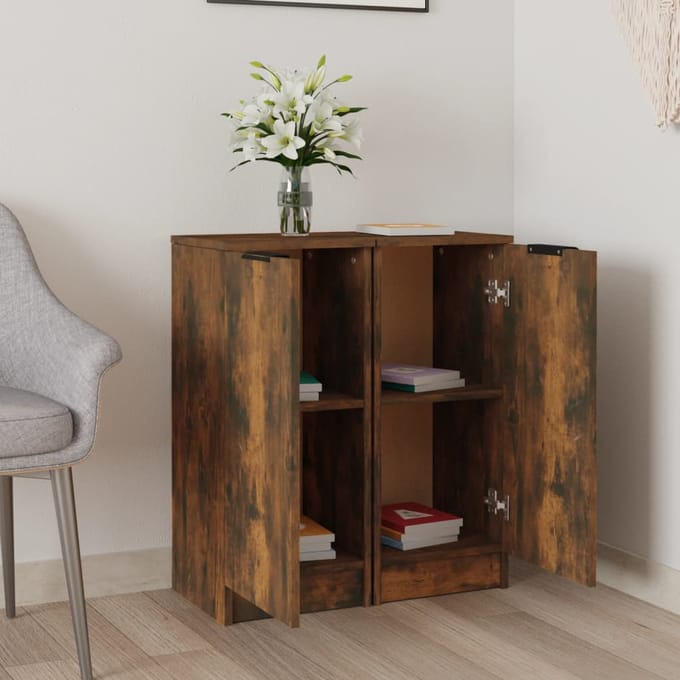 vidaXL - Dressoirs - 2 - st - 30x30x70 - cm - bewerkt - hout - gerookt - eikenkleurig