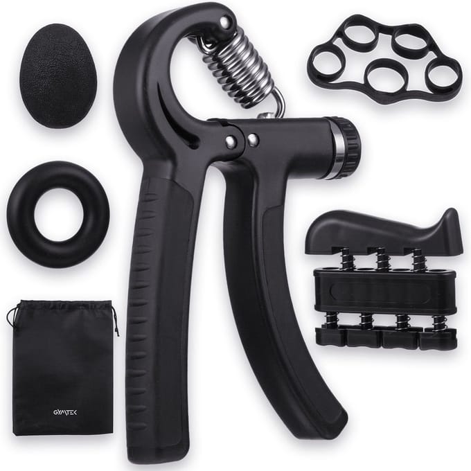Gymtek® 5-Delige Handtrainer Set - Verstelbare Handtrainer - Handknijper - Grip Trainer - Onderarm Trainer - Stressbal