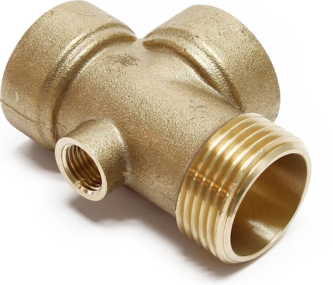 5-wegstuk, messing 1 inch, 1/4 " voor drukvat