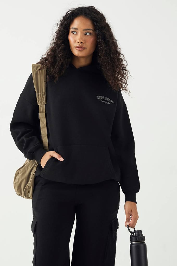 Dames DSGN Studio Sport Training Club Oversized Hoodie | Zwart | Maat: Medium