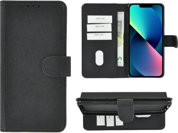 Geschikt voor iPhone 13 Mini Hoesje - iPhone 13 Mini Book Case Wallet Zwart Cover