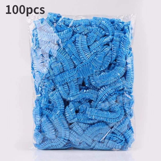 100 pièces/ensemble bonnet de douche jetable accessoires de sauna bonnets de cheveux jetables imperméables transparents produits de salle de bain maison jaune