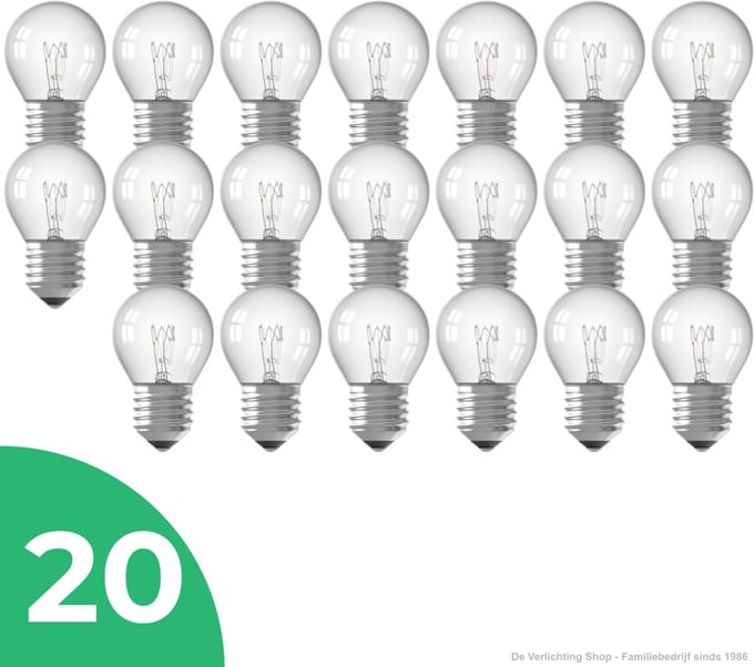 Trixline Kogel Gloeilamp E27 - 40W - Warm Wit Licht (2700K) - 300 lm - 1 jaar - Dimbaar - 20 stuks