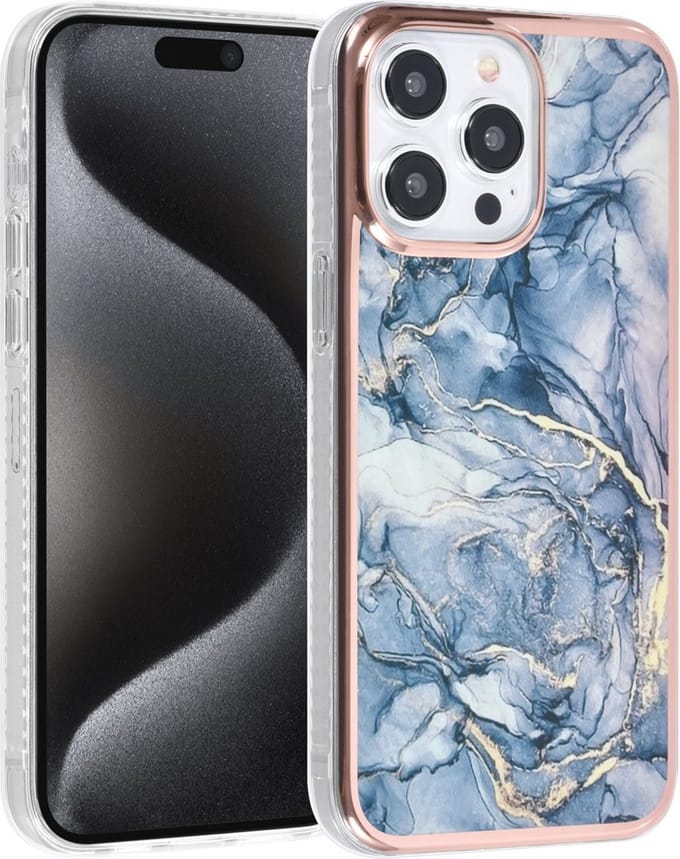 iPhone 15 Pro Max TPU Back Cover hoesje - Marble Gray- Grijs