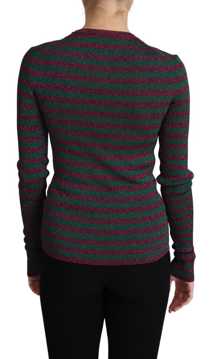Metallisch Gestreepte Gebreide Pullover Tsh4773