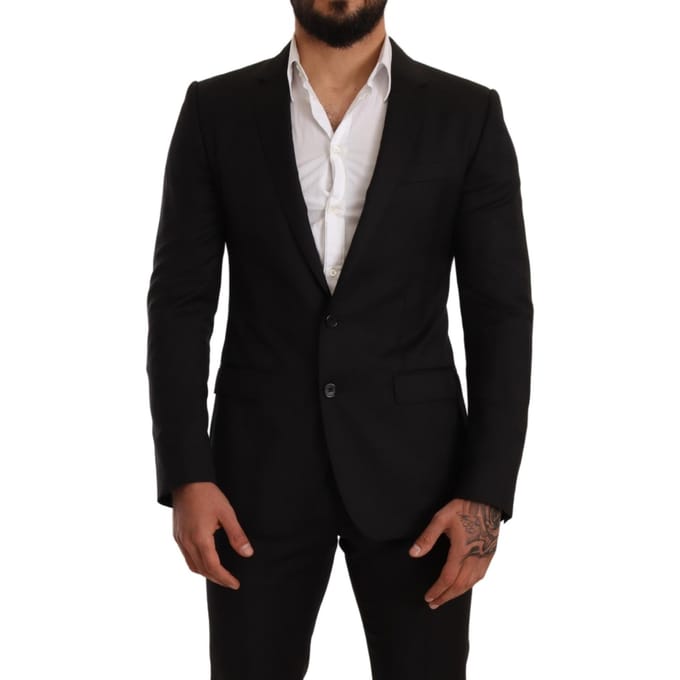 Dolce & Gabbana Mannen Zwart geruit MARTINI SLIM FIT 2 Stuk Suit