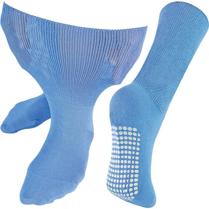 Dr.Socks - Extra brede oedeemsokken met grips - Blauw