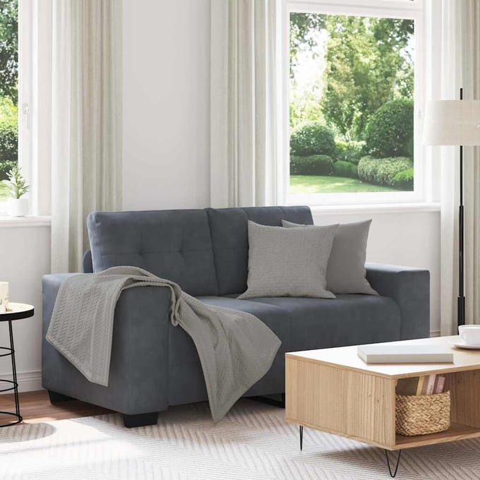 vidaXL - Loveseat - bank - 160x77x82 - cm - fluweel - donkergrijs