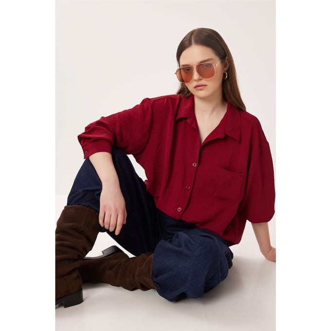Oversized Overhemd met Knopen en Zak