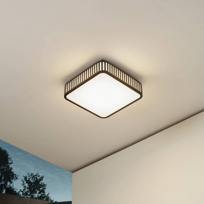 Lindby LED buiten plafondlamp Lurinda, 26 cm zwart, IP44