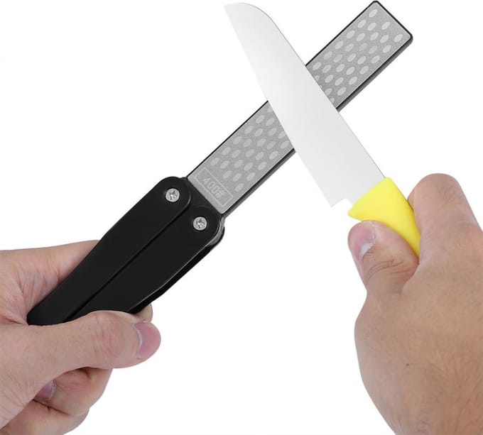 Slijpsteen - Folding messenslijper - Messenslijper - Opvouwbare messenslijper - Zwart