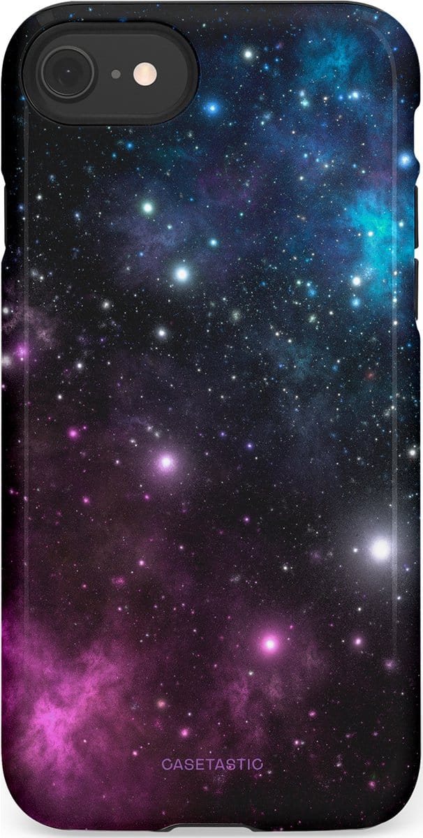 Casetastic hoesje geschikt voor Apple iPhone SE / Apple iPhone 7 / Apple iPhone 8 - Dubbellaagse bescherming - Nebula gloed - Fashion Case - Zwart Donkerblauw
