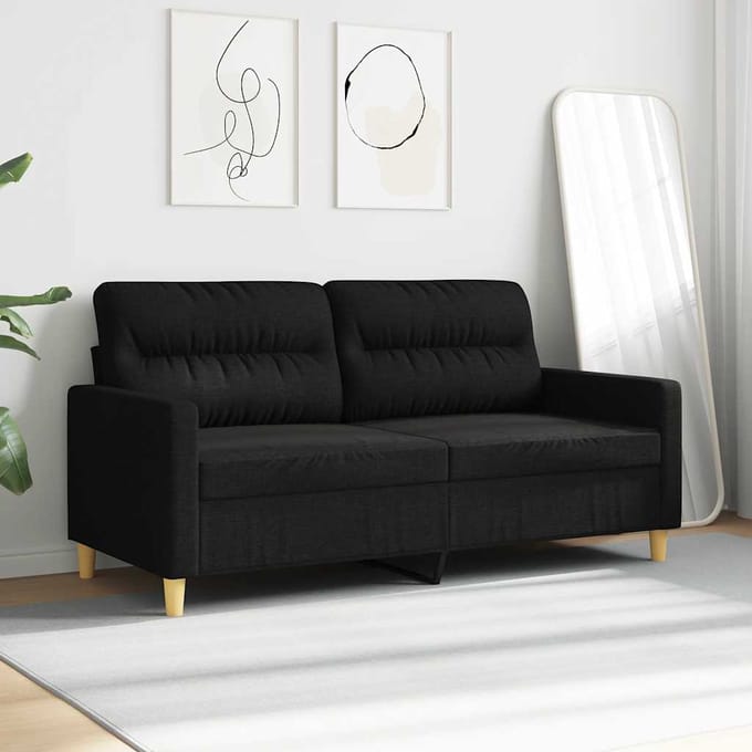 Vidaxl Bank 2-persoons, Zwart, 140 Cm, Bekleed met Stof