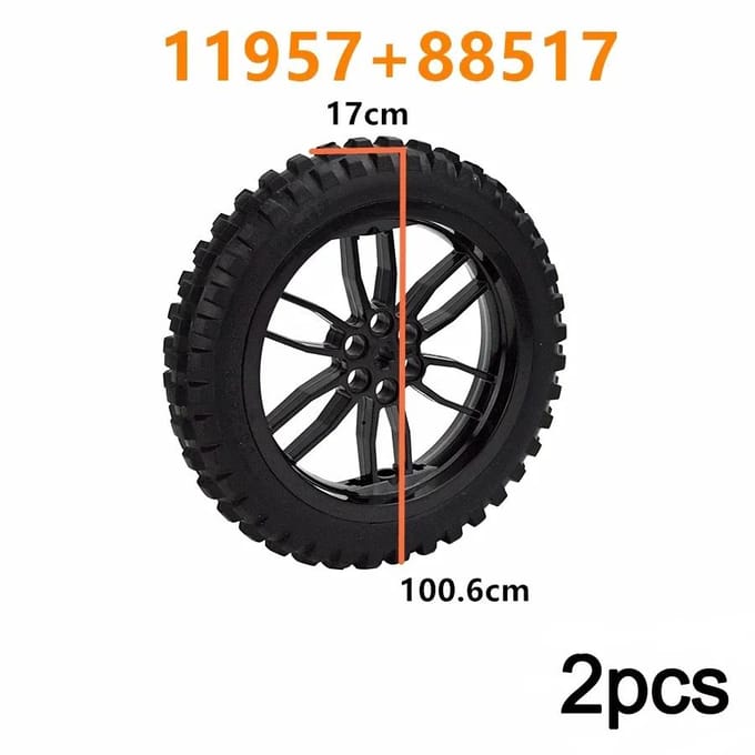 MOC Bouwsteen Technisch Component Baksteen Motorfietsband & Velg Compatibel met 88517 11957 Deel Auto Wiel 2 Stuks Speelgoed