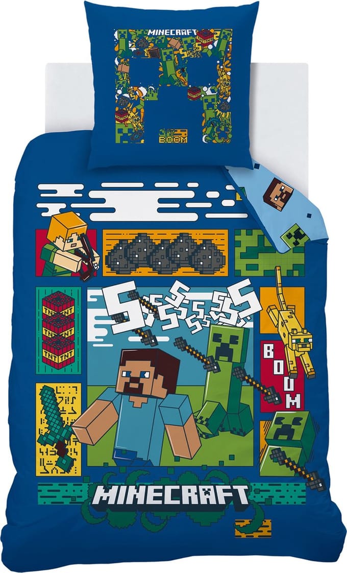 Minecraft Dekbedovertrek Update - Eenpersoons - 140 x 200 cm - Katoen