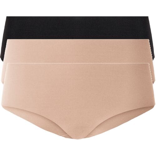 ESMARA 3 dames hipsters (Zwart/beige, L (44/46))