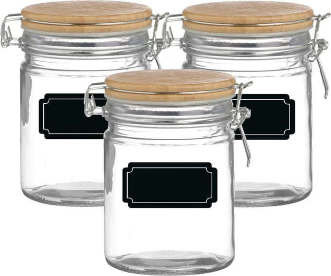 Weckpot/inmaakpot - 4x - 700 ml - glas - met beugelsluiting - incl. etiketten