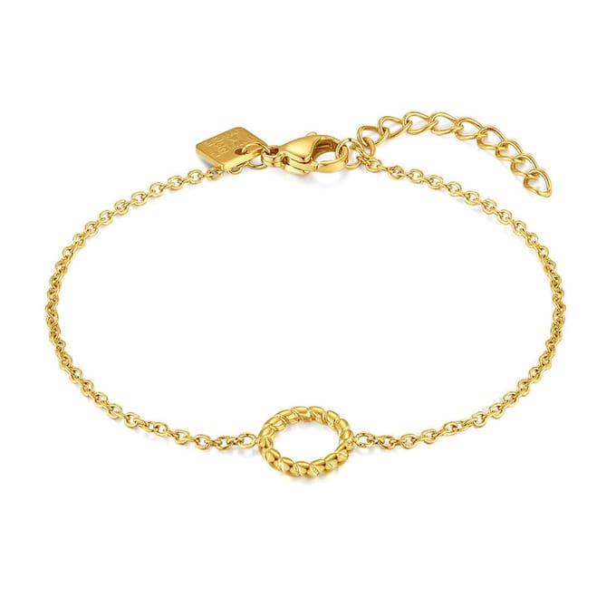 Twice As Nice Armband in goudkleurig edelstaal, gedraaide cirkel 16cm+3cm