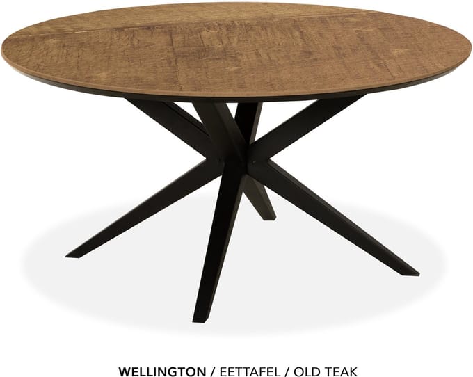 Maxfurn - Eettafel rond met verjongde rand | Zeer krasvast | Kleur: Old teak | diameter 150cm