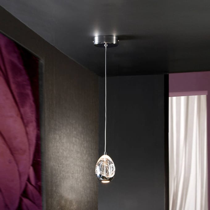 Schuller Valencia LED hanglamp Rocio, 1-lamp, metaal, glas, chroom