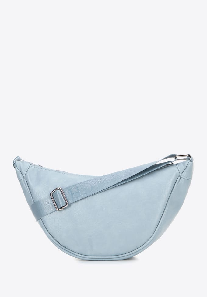 Wittchen Dames crossbody tas met brede band, blauw, eco-leer