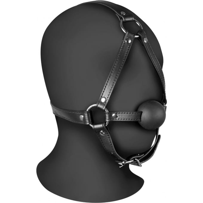 Hoofdharnas met Solid Ball Gag - Zwart