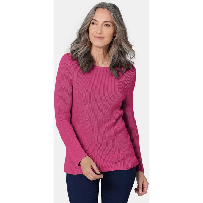 Flatteuze pullover van puur katoen - roze - Gr. 38 van Goldner Fashion