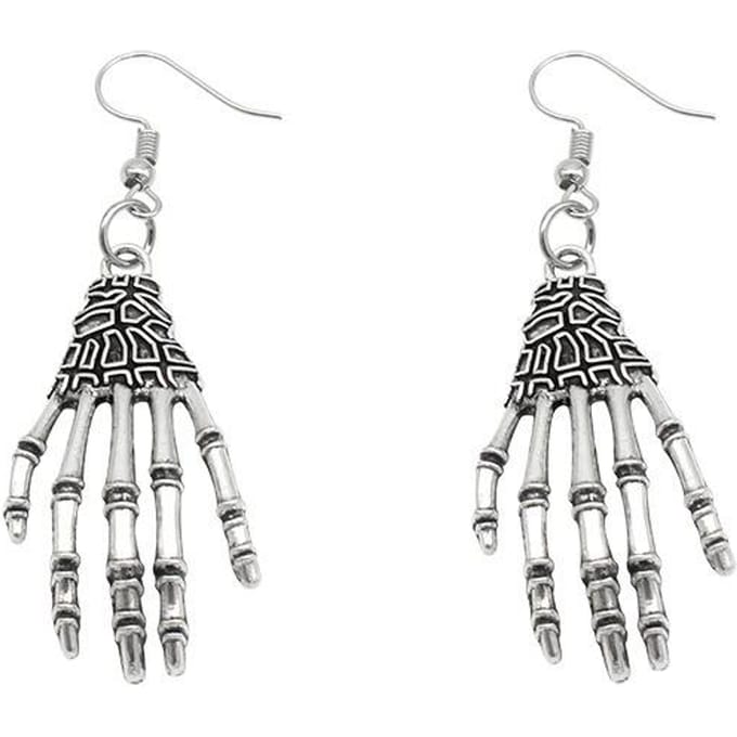 1 Paire Boucles d'Oreilles Crâne Gothique Rétro Halloween Bijoux Punk Street Fashion one-size white
