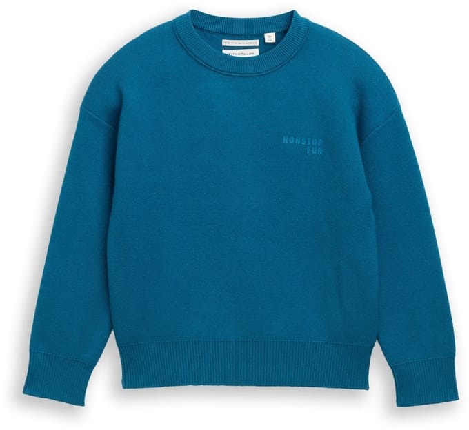 Tom Tailor - Oversized gebreide trui met print - Maat 104/110 - Dark Tile Green