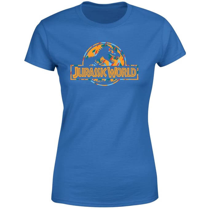 Jurassic Park Logo Tropical Women's T-Shirt - Blue - S