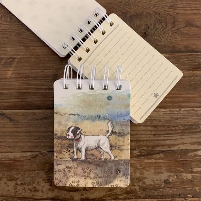 Alex Clark klein spiraal gebonden notitieblokje hond ~Beach Boy Small Spiral Bound Notepad'