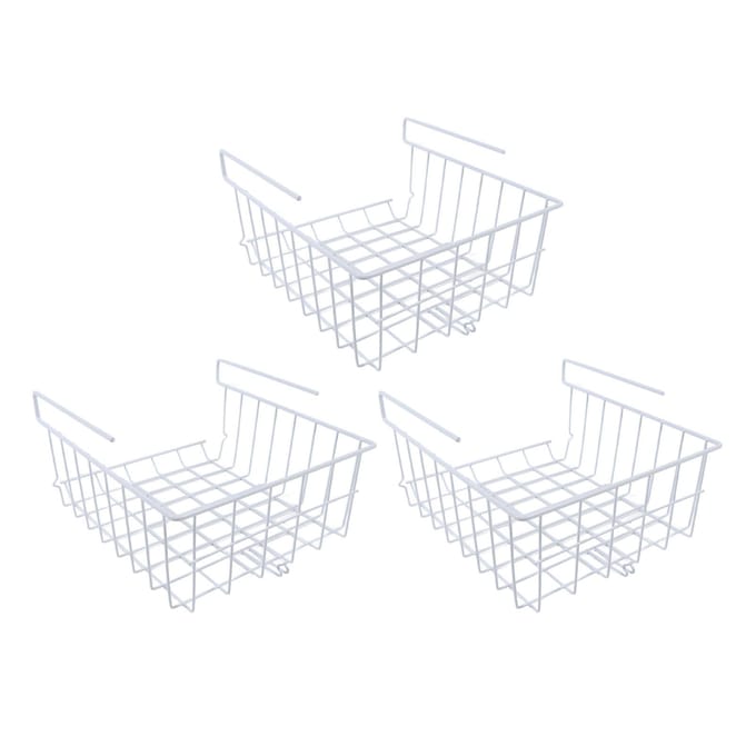 3 stuks Opbergmand voor onder plank IJzer Ruimtebesparend Multifunctioneel Hangend Onder Kast Organizer white