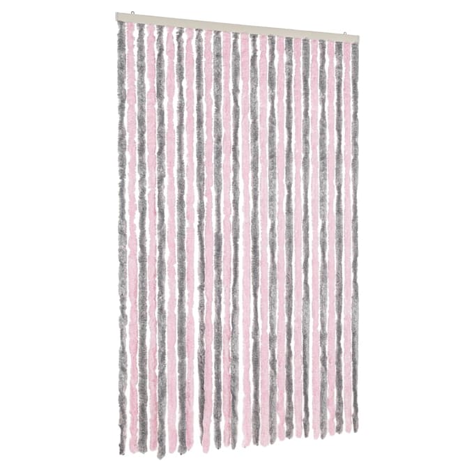 vidaXL - Vliegengordijn - 118x220 - cm - chenille - zilvergrijs - en - roze