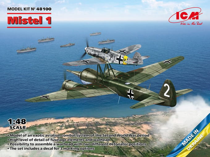 ICM Modelbouwpakket Militaire voertuigen - 48100 Mistel 1 - WWII German Composite Aircraft Plastic - 1:48 - Modelbouw