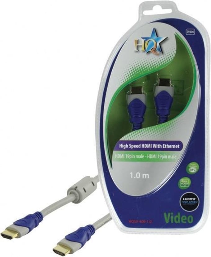 HQ - 1.4 High Speed HDMI kabel  - 1 m - Grijs/Blauw